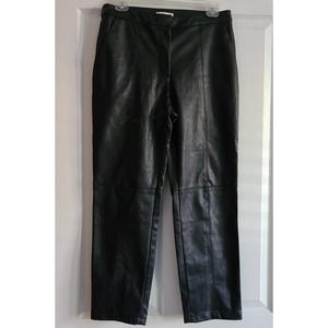 H&M Faux Leather Black Cropped Trouser Pants 8